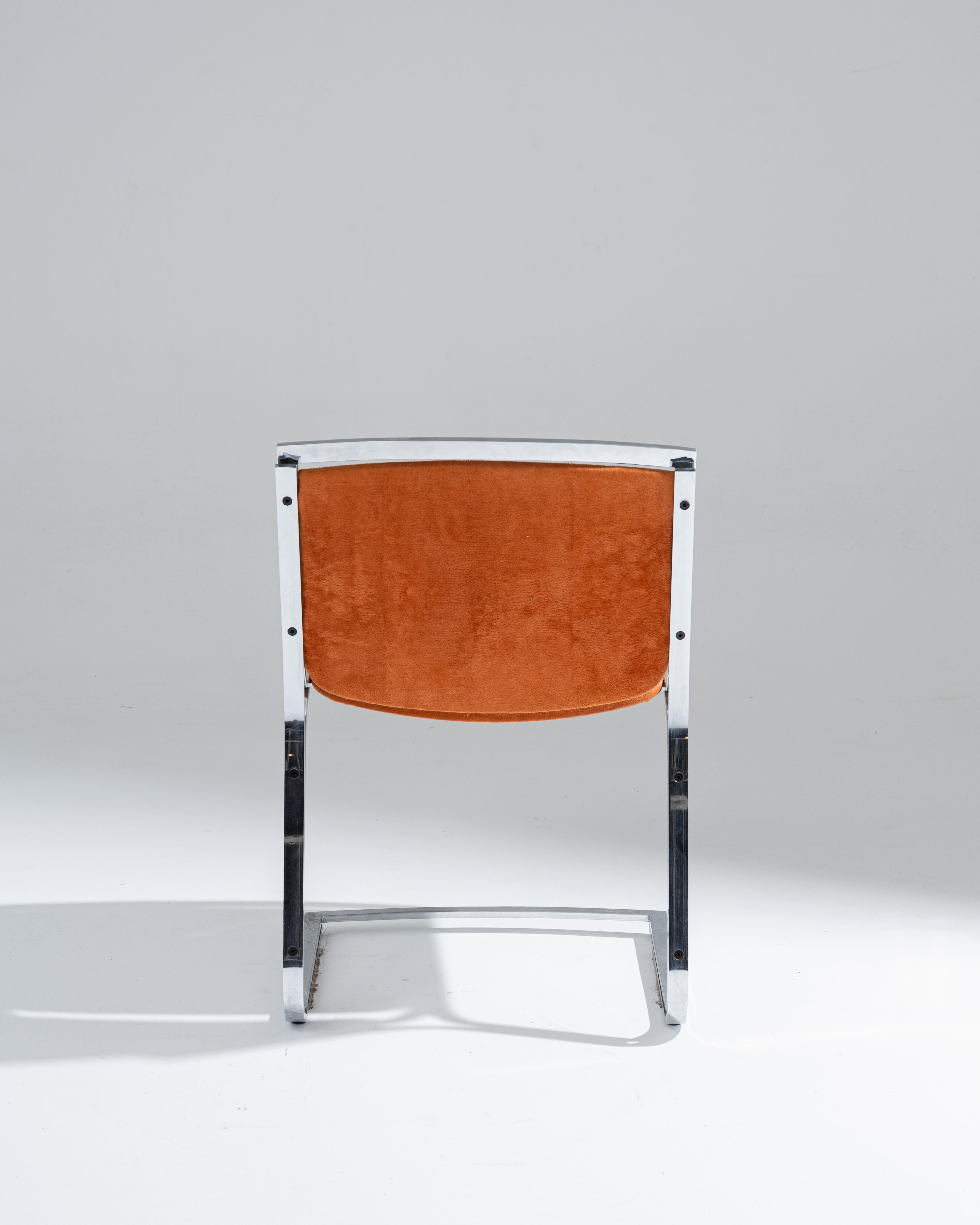 Italiano Chrome and Velvet Chair, Sergio Asti, 1970s in vendita