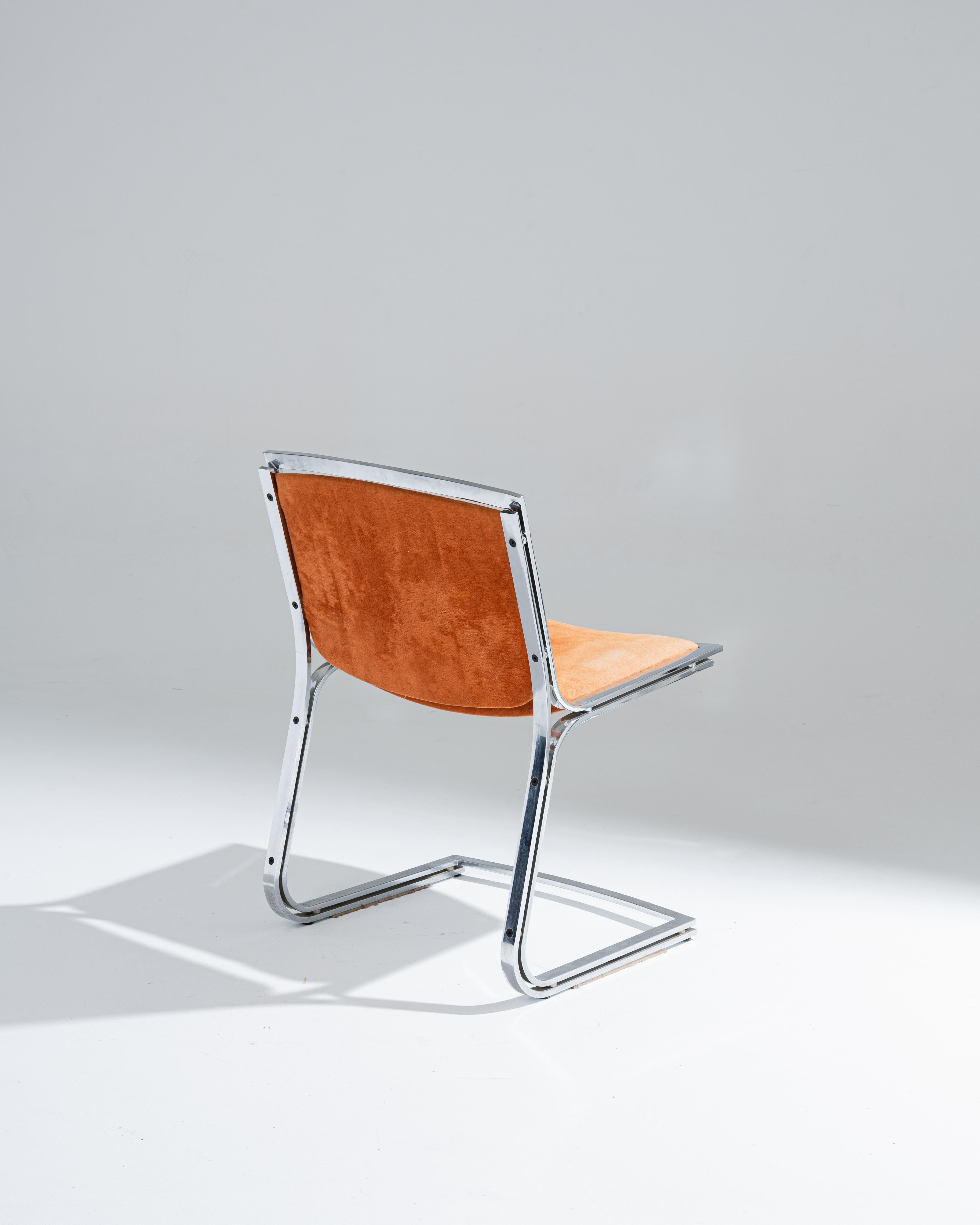 Chrome and Velvet Chair, Sergio Asti, 1970s In condizioni buone in vendita a PARIS, FR