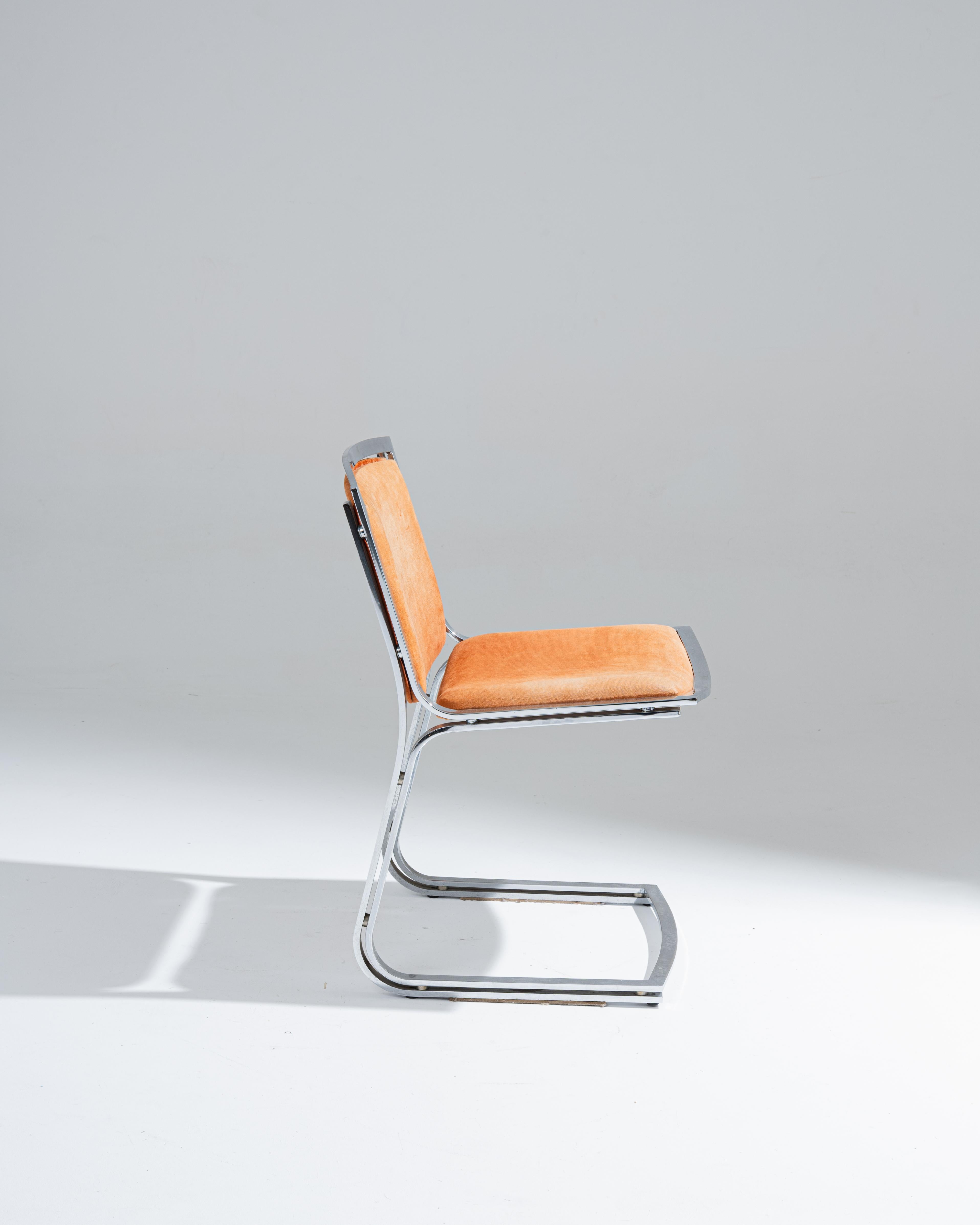 XX secolo Chrome and Velvet Chair, Sergio Asti, 1970s in vendita