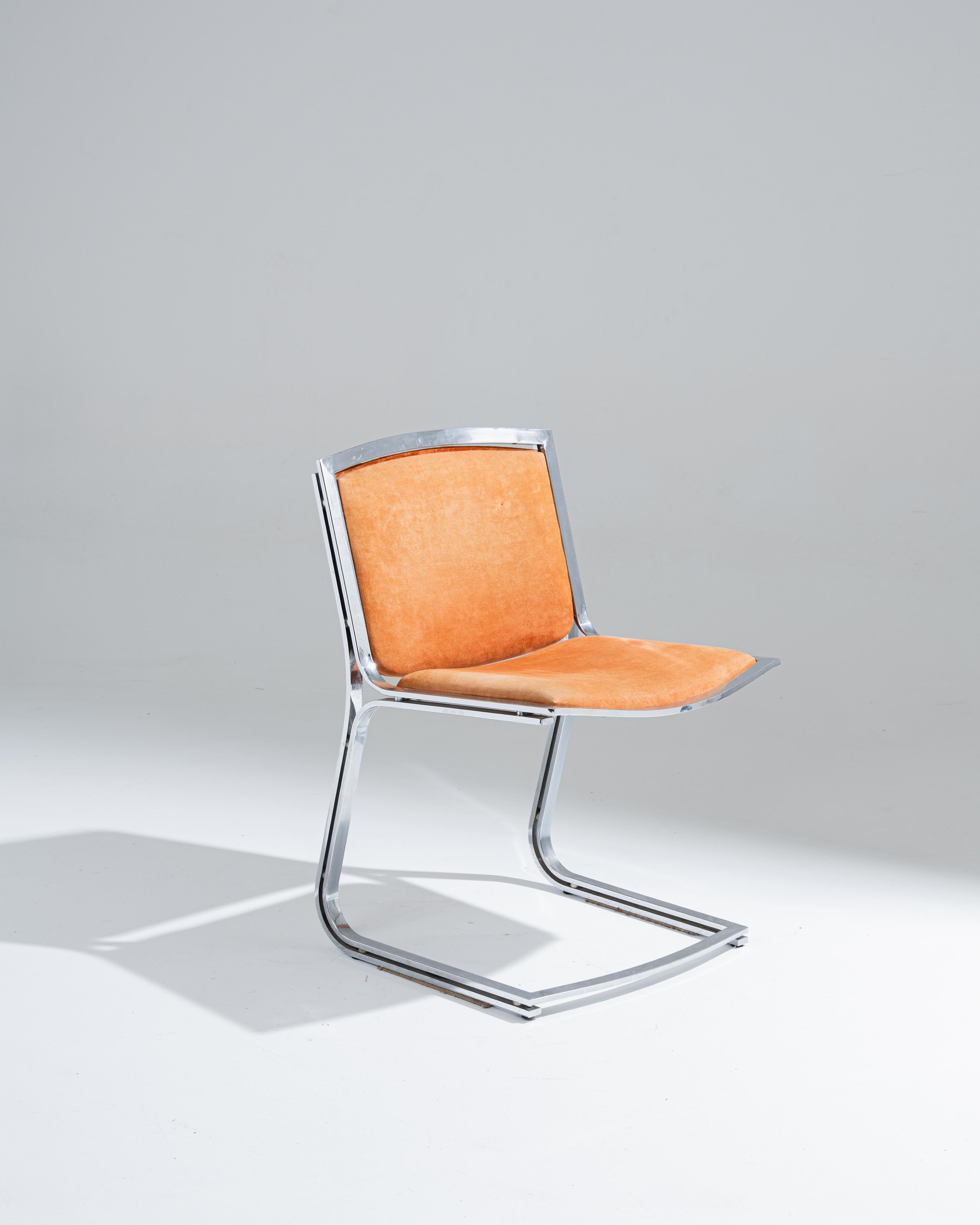 Velluto Chrome and Velvet Chair, Sergio Asti, 1970s in vendita