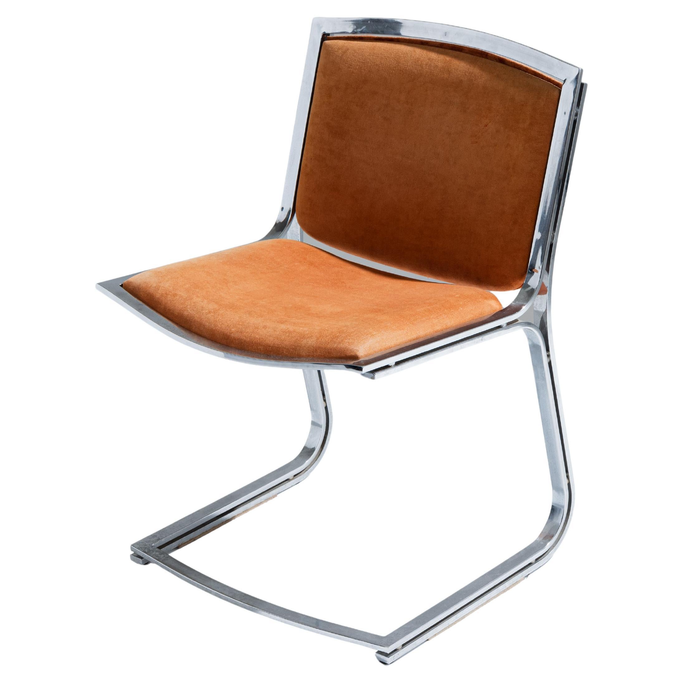 Chrome and Velvet Chair, Sergio Asti, 1970s in vendita