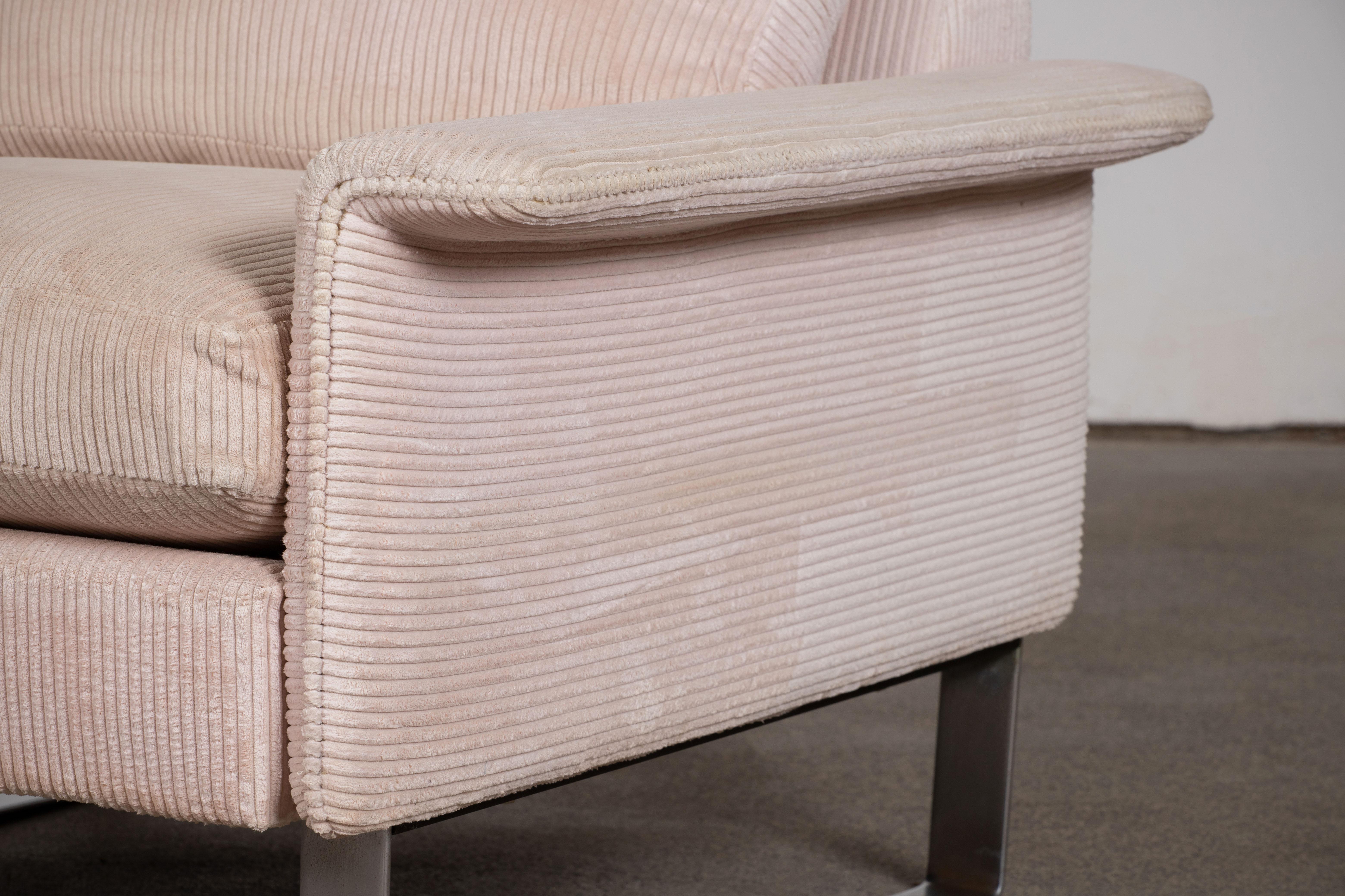 Fauteuils club en chrome et velours dans le style de Milo Baughman Bon état - En vente à Kaštel Sućurac, Splitsko-dalmatinska županija