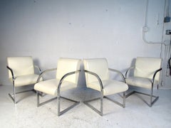 Chrome and Vinyl Dinning Chairs 'Set of 4 in White'