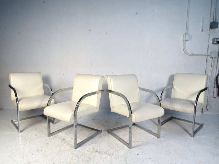 This set of midcentury chrome chairs are perfect for your gaming/ entertainment room. With a simple yet sleek design, these chairs will fit with any entertainment space. Comfortable and aesthetically pleasing. They would also work well for a small