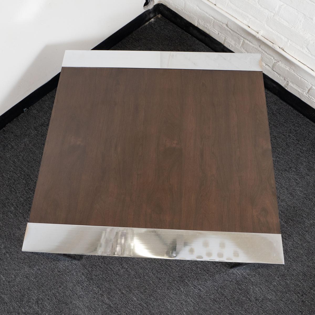 Chrome and Walnut Coffee Table Attributed to Milo Baughman For Sale 5