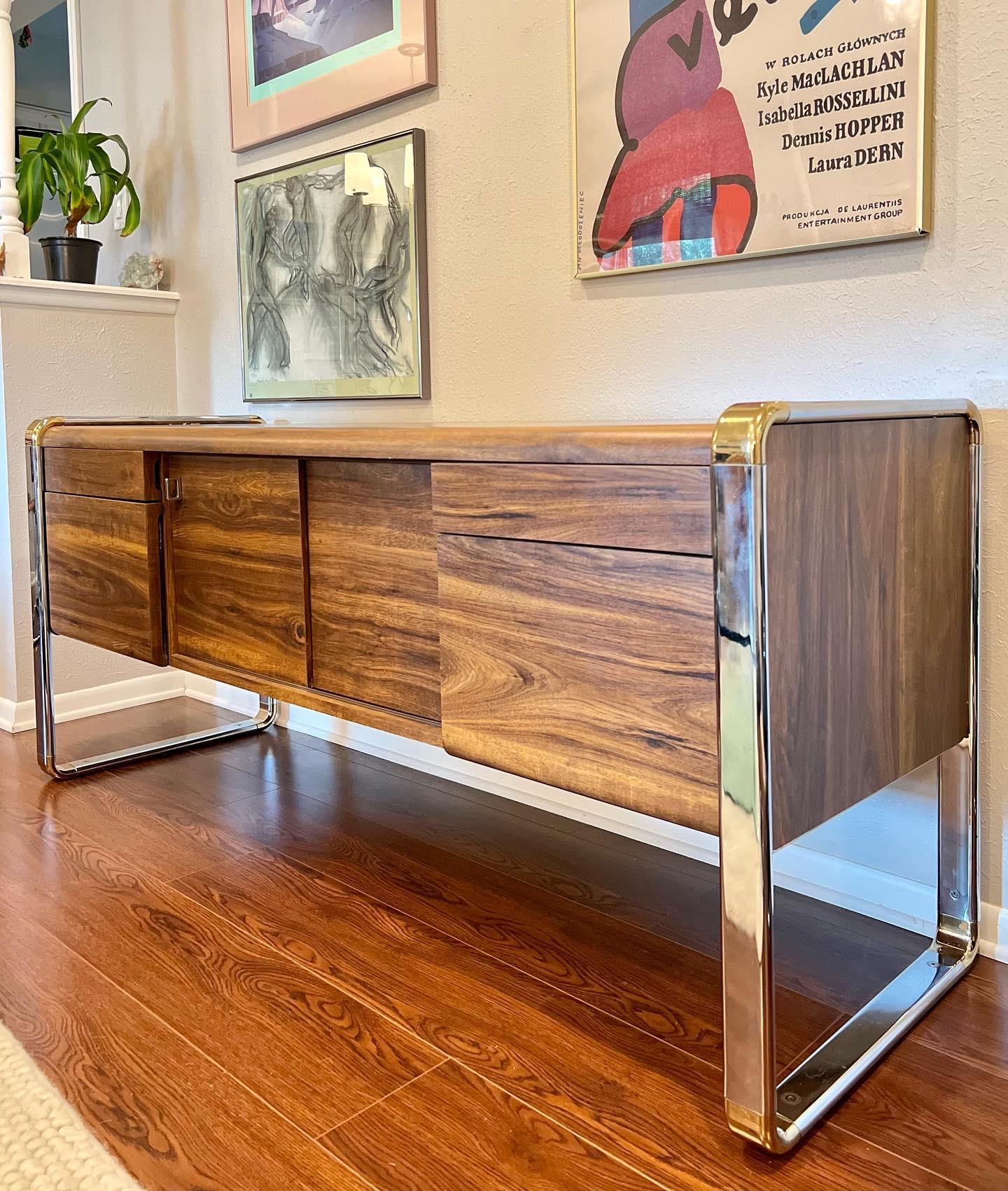 Chrome and Walnut Credenza in the Style of Peter Protzman for Herman Miller 6