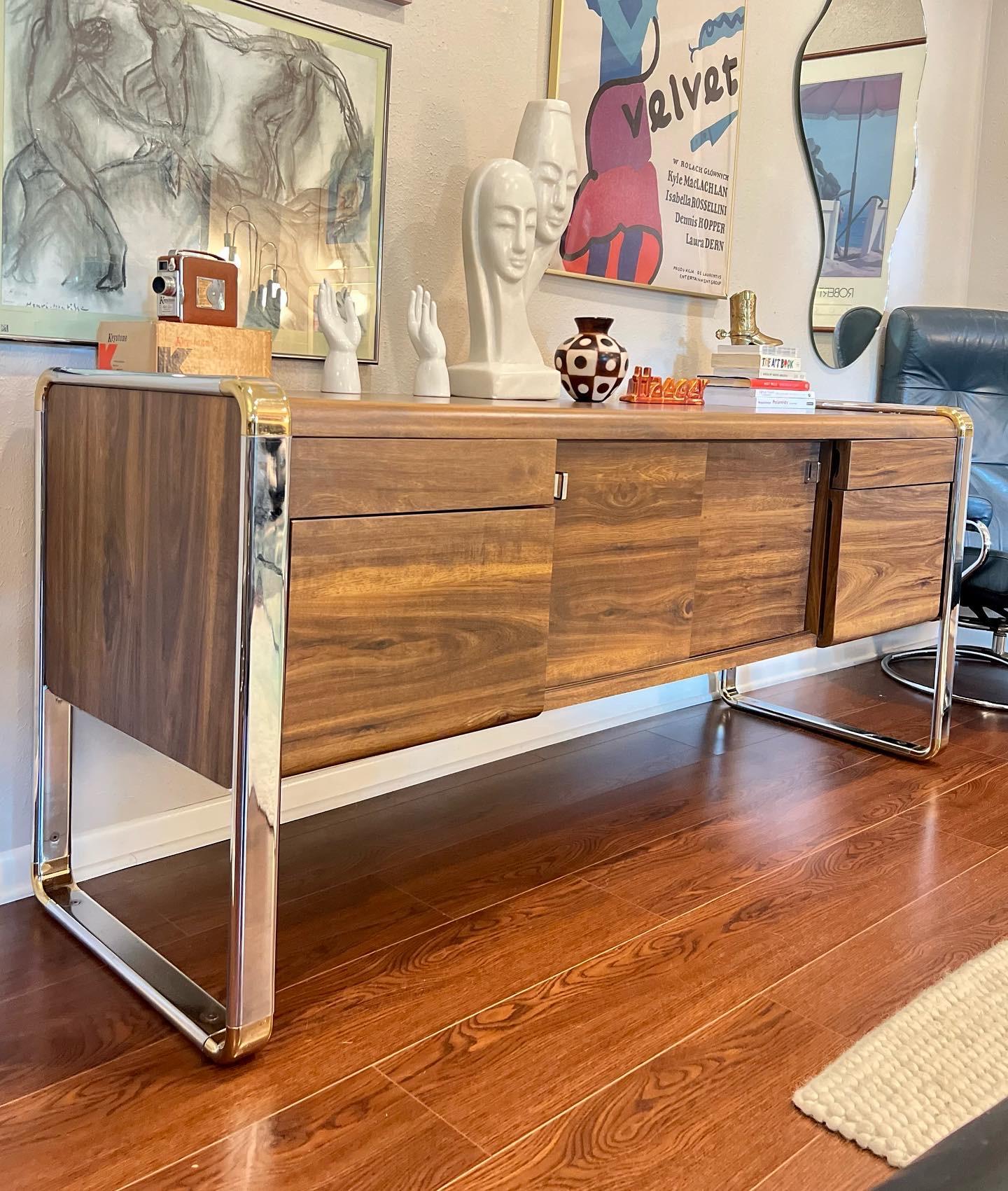 Chrome and Walnut Credenza in the Style of Peter Protzman for Herman Miller 1