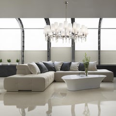 Chrome and White 24 lights Chandelier
