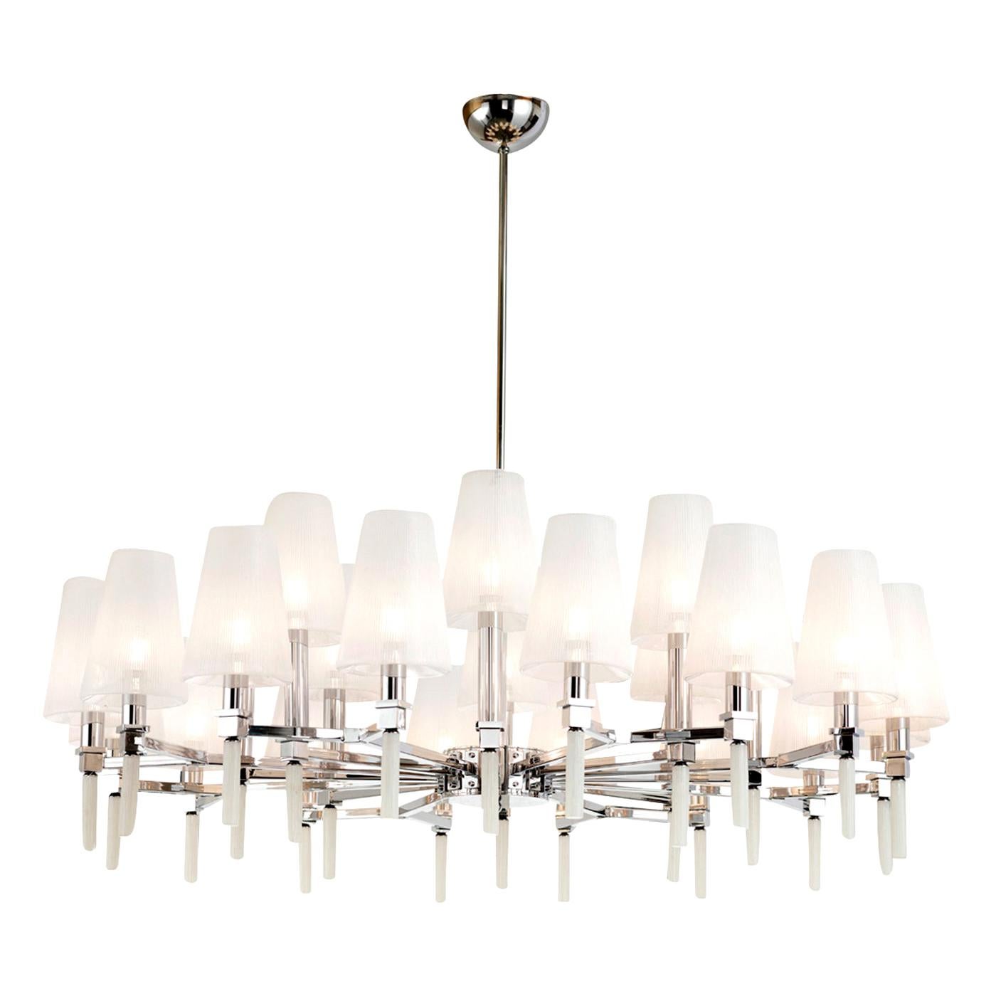 Chrome and White 24 lights Chandelier