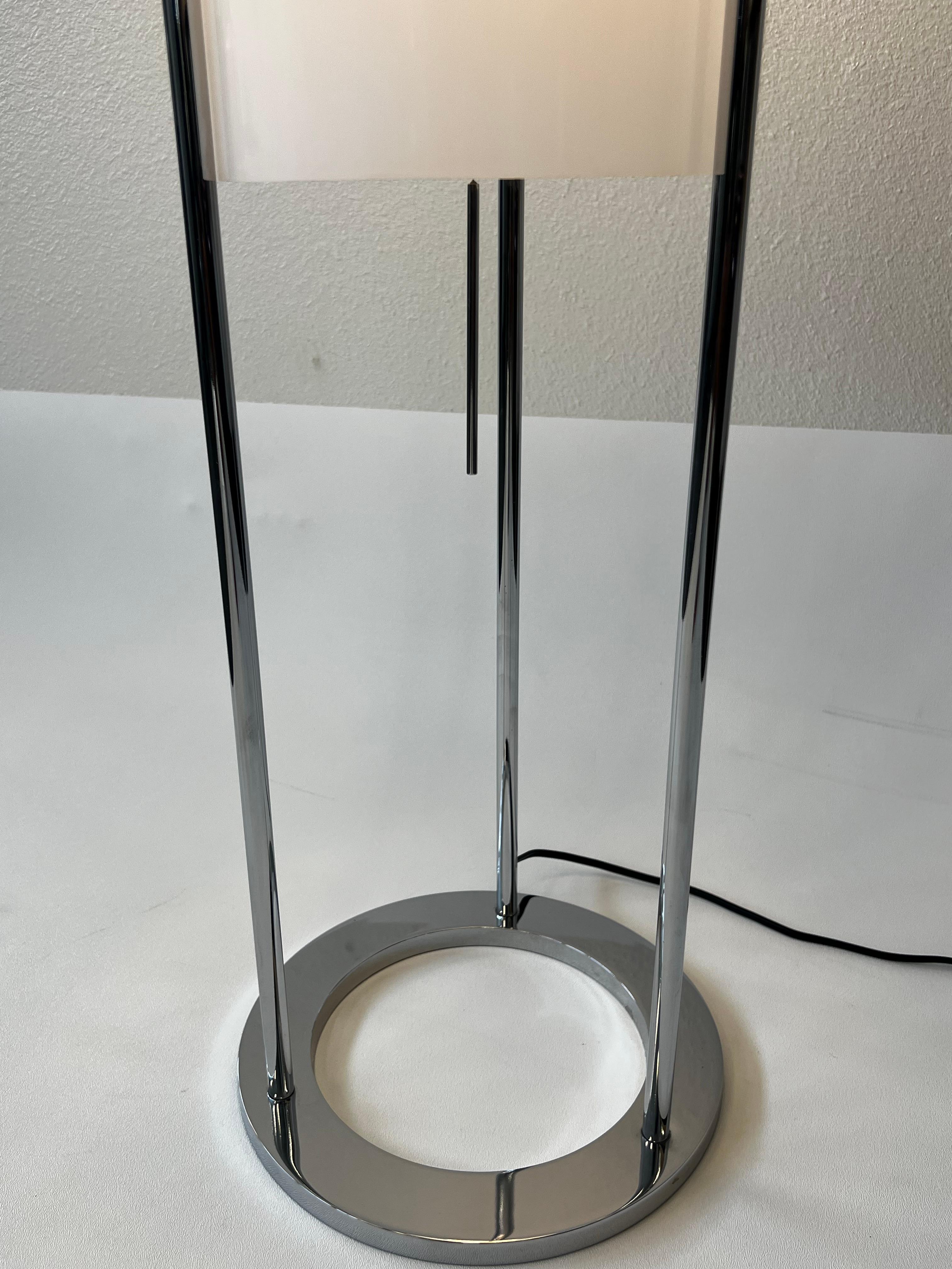 English Chrome and White Acrylic Table Lamp by Paul Mayen For Sale