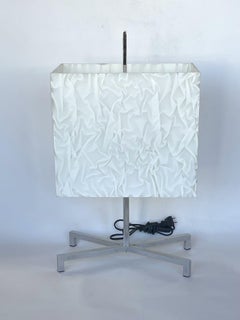 Chrome and White Crinkled Lucite Table Lamp by Fontana Arte