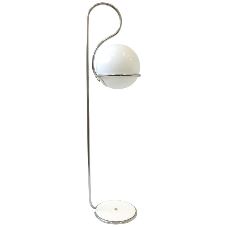 Chrome and White Glass Globe Floor Lamp at 1stDibs chrome globe floor