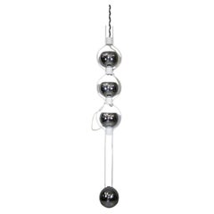 Chrome and White Lacquered Pendant by Angelo Lelli, Mod. '14071', circa 1962