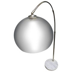 Chrome And White Marble Goose Neck Floor Lamp
