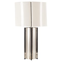 Used Chrome and White Plexi Large Table Lamp by Sciolari, 1970's