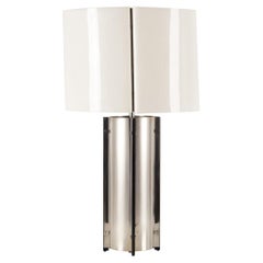 Chrome and White Plexi Large Table Lamp by Sciolari, 1970's