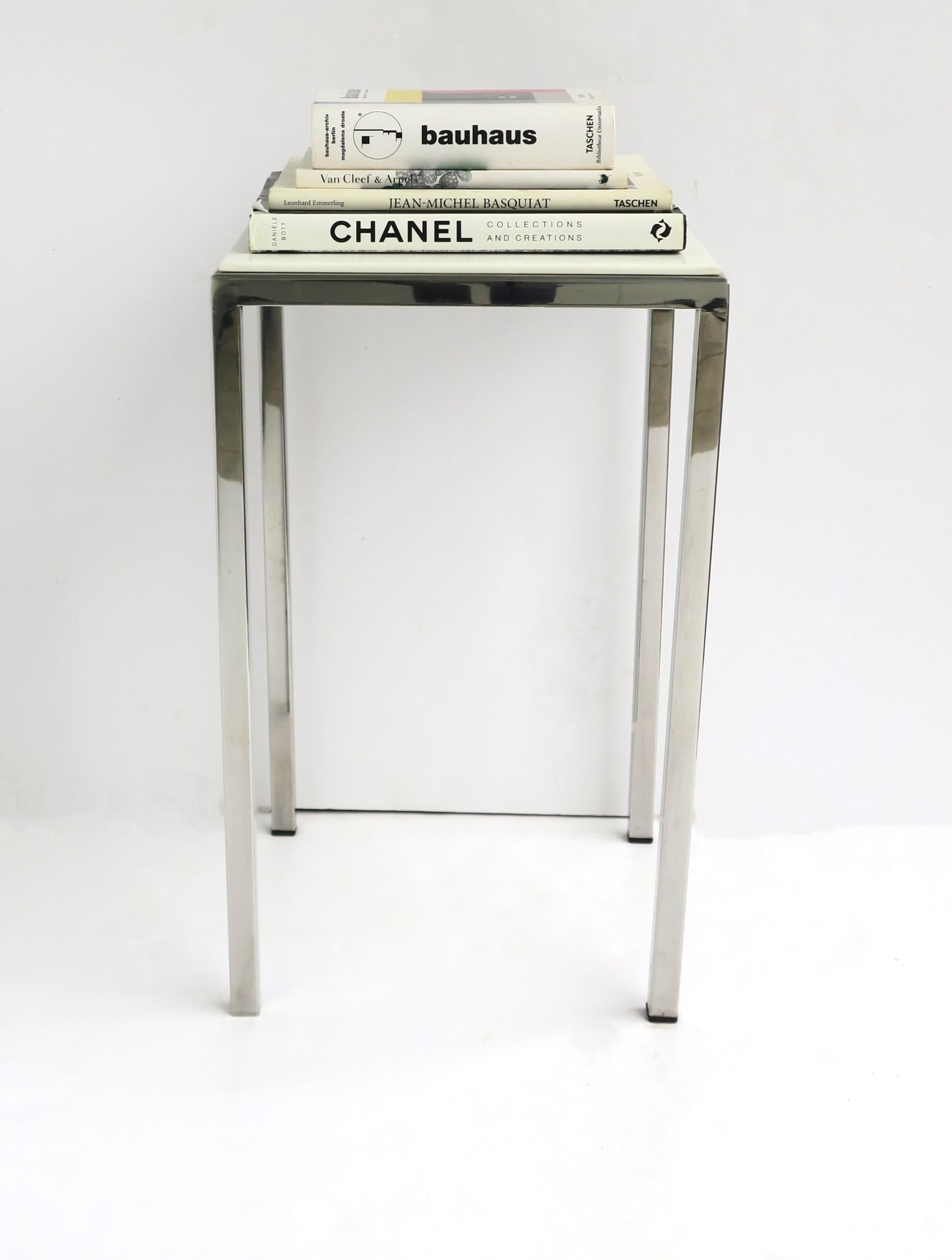 Chrome and White Resin Side or Accent Table For Sale 2