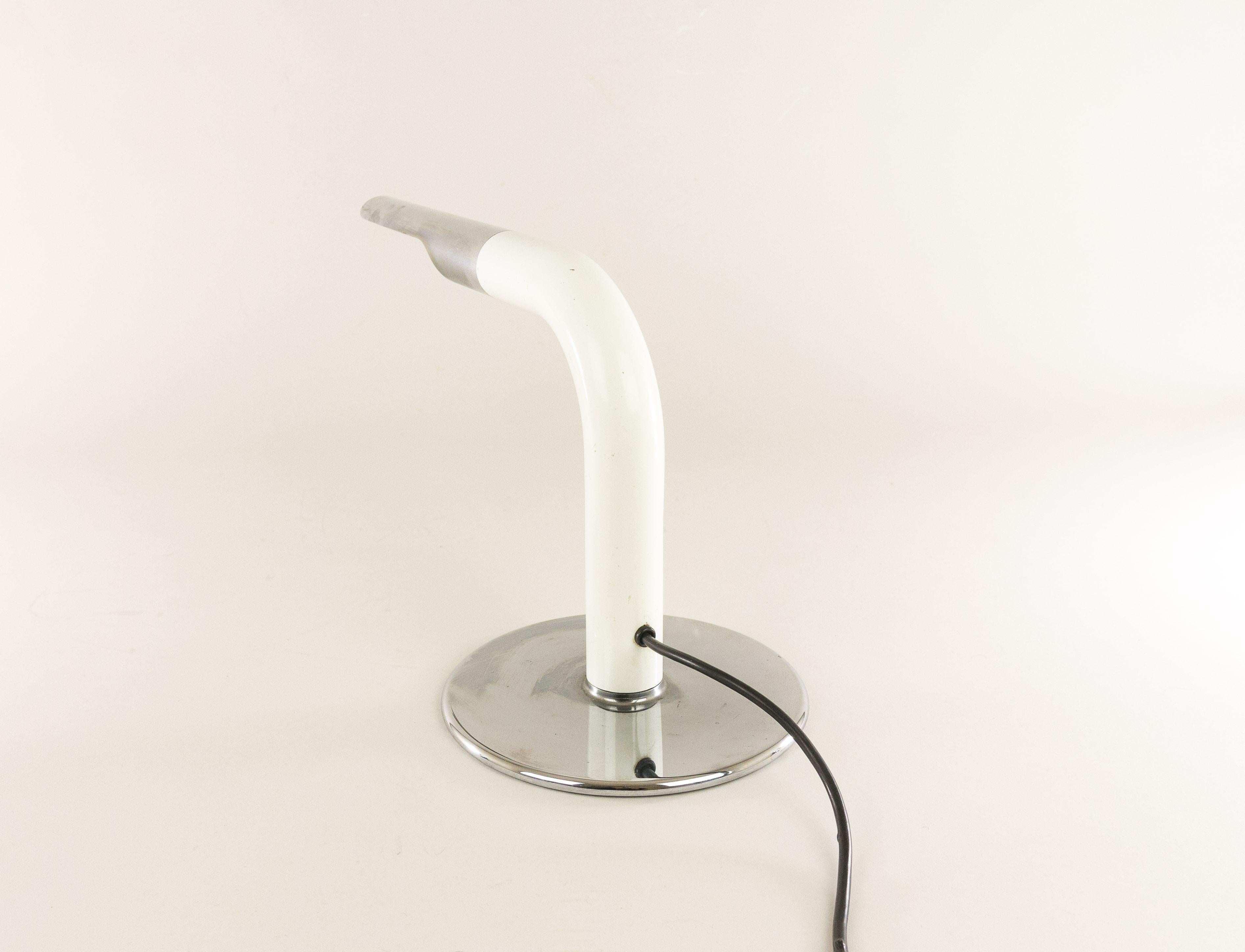 Mid-Century Modern Chrome and White Table Lamp Model Gulp by Ingo Maurer for Design M, 1970s