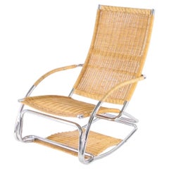 Chrome and wicker lounge chair