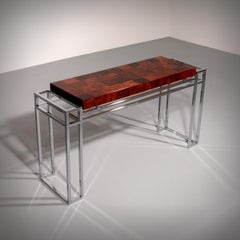 Konsolentisch aus Chrom und Holz von Aldo Tura, 1970er Jahre