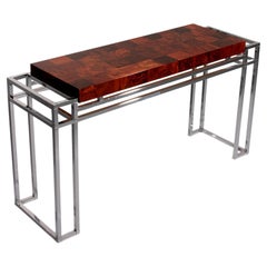 Konsolentisch aus Chrom und Holz von Aldo Tura, 1970er Jahre