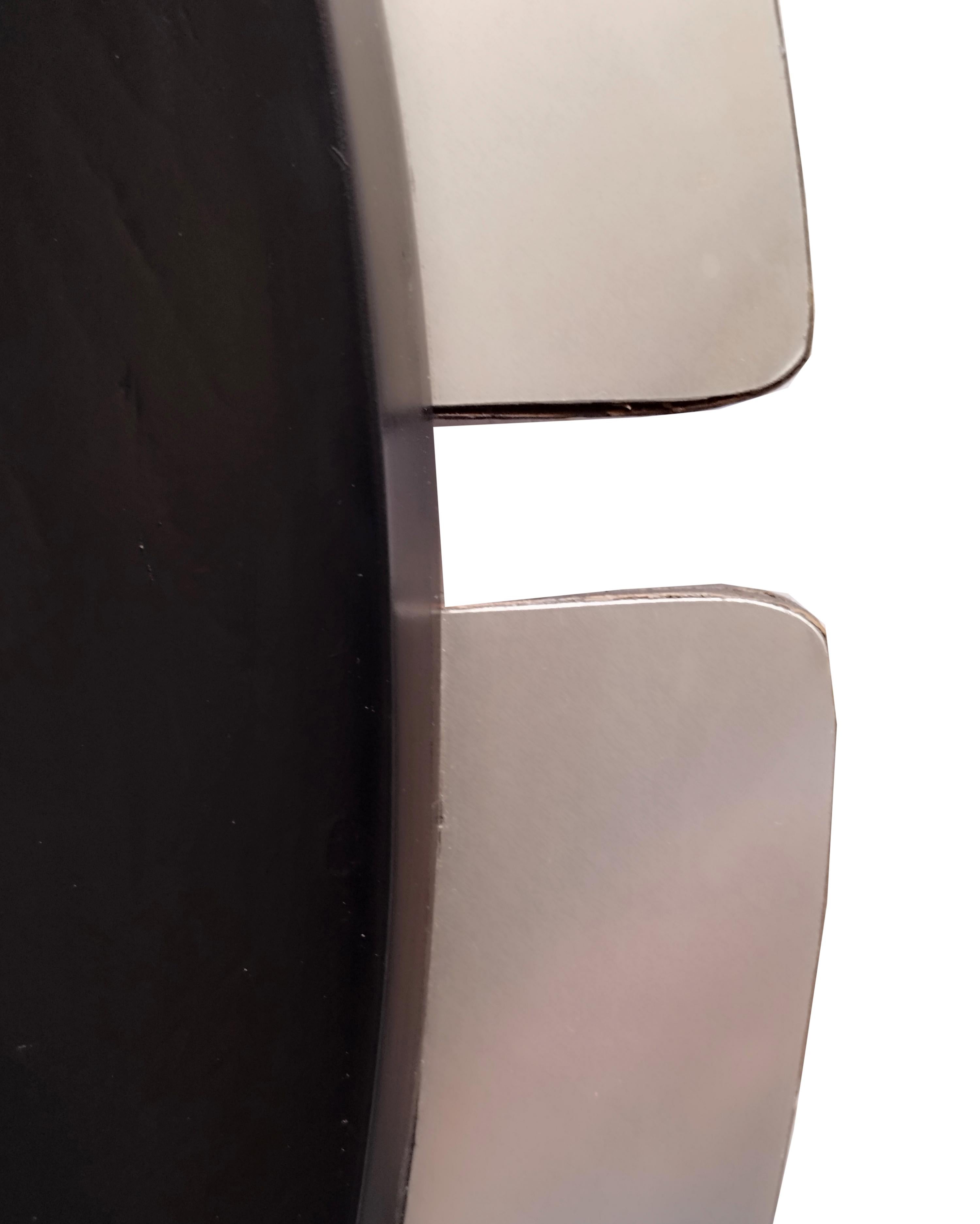 Mid-Century Modern Chrome and Wood Round Wall Mirror, Italy 1970s