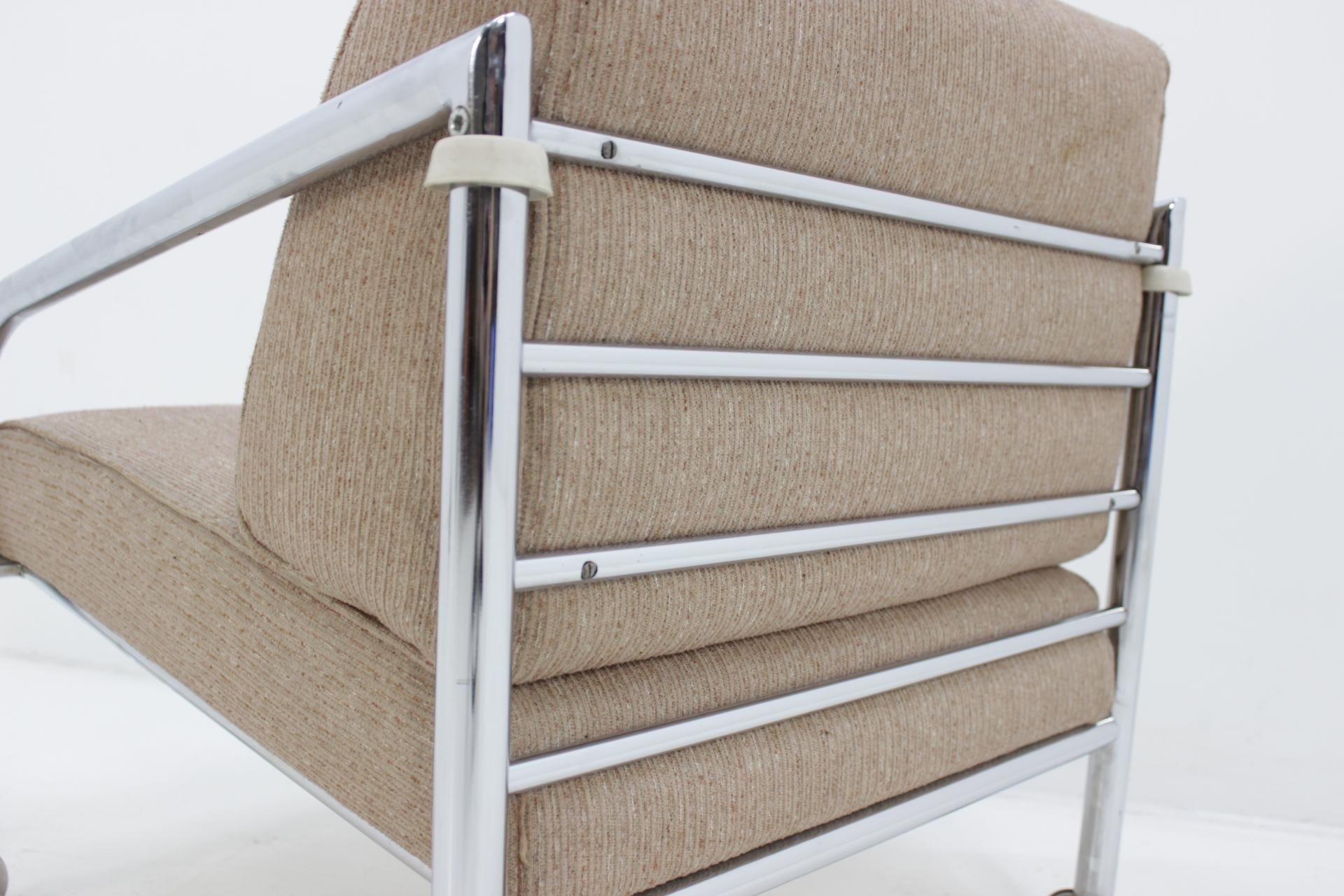 Mid-Century Modern Chrome Armchair by Architect Viliam Chlebo