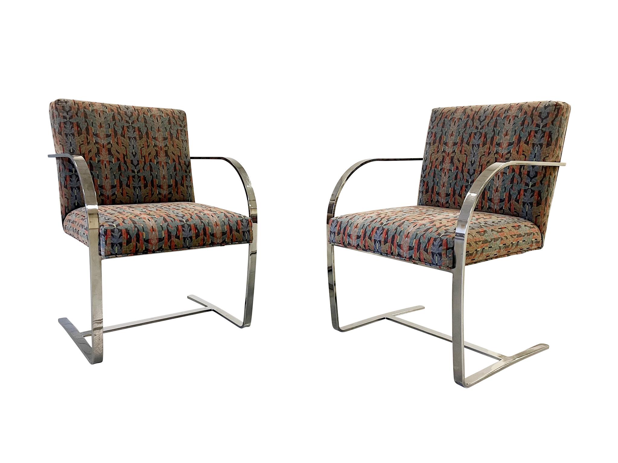 Modern Chrome Armchairs Attributed to Ludwig Mies Van Der Rohe, a Set of 6 For Sale