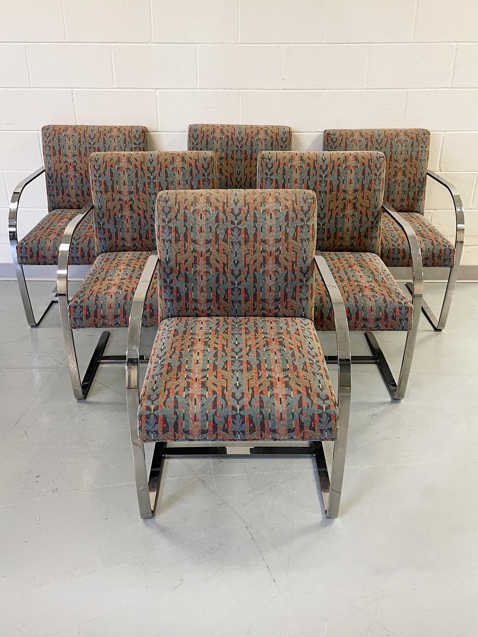 Chrome Armchairs Attributed to Ludwig Mies Van Der Rohe, a Set of 6 In Good Condition For Sale In New York, NY
