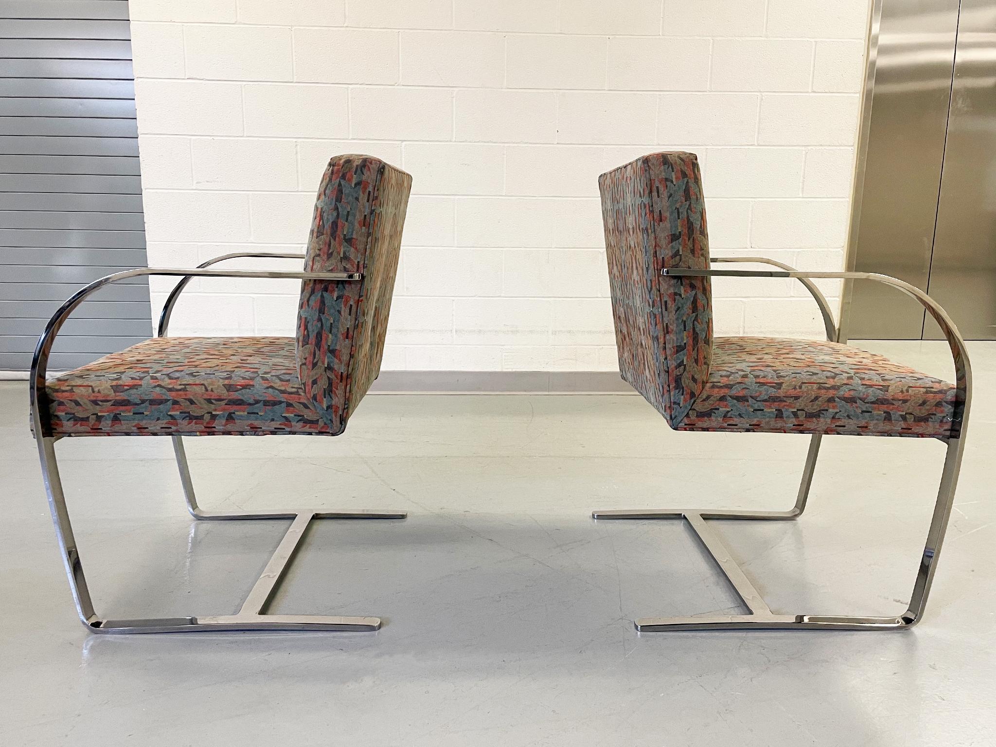 Upholstery Chrome Armchairs Attributed to Ludwig Mies Van Der Rohe, a Set of 6 For Sale