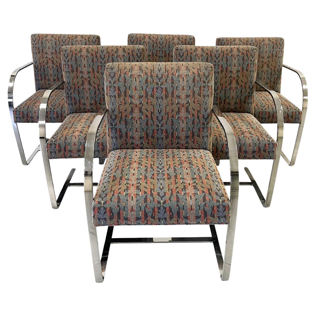 Chrome Armchairs Attributed to Ludwig Mies Van Der Rohe, a Set of 6 For Sale