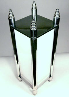Chrome Art Deco Box Table Lamp or Chandelier