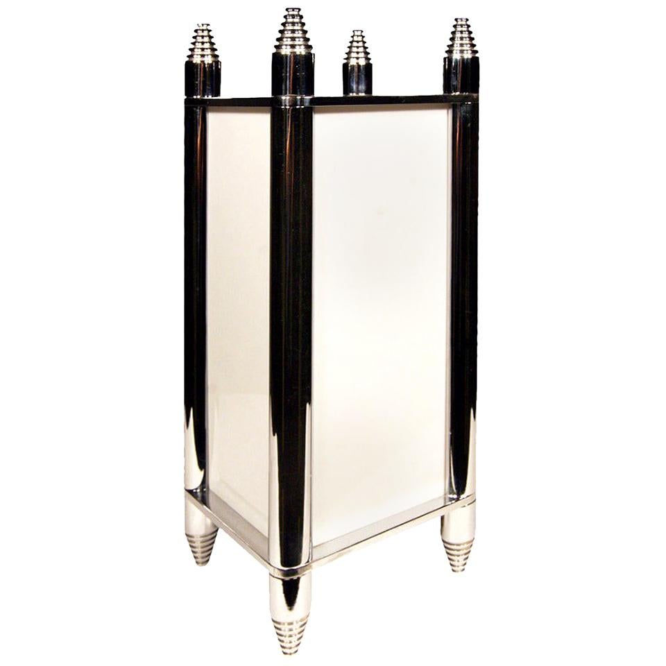 Chrome Art Deco Box Table Lamp or Chandelier