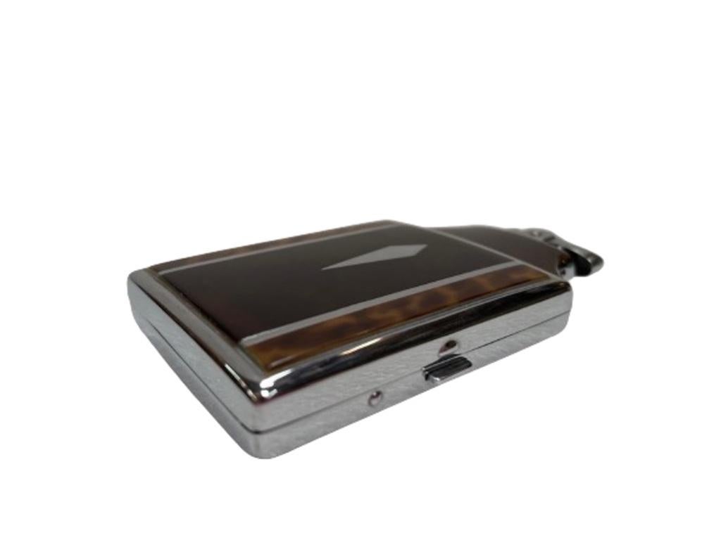 American Chrome Art Deco Cigarette Case with Lighter by Ronson