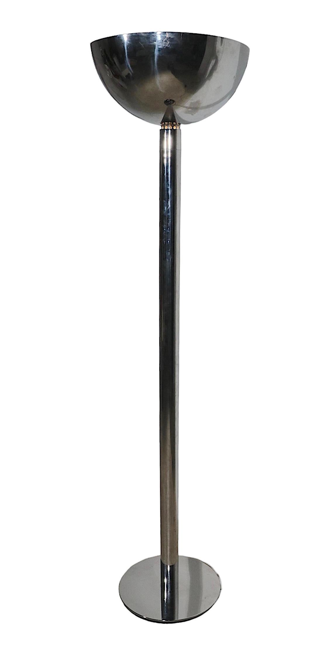 Torchère en chrome Art Déco Revival Hollywood Regency AM2Z par Albini par NEMO Bon état - En vente à New York, NY