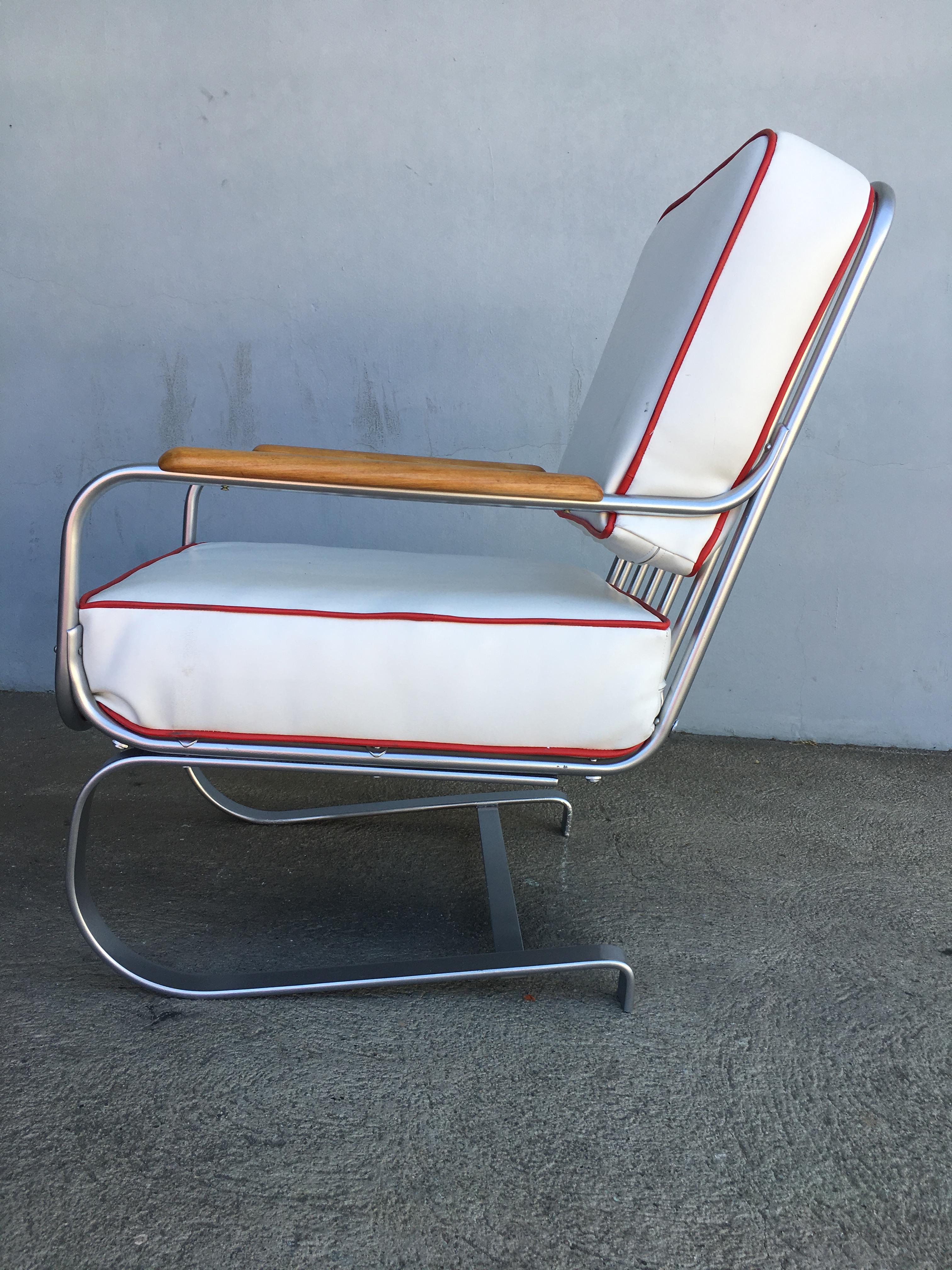 American Chrome Art Deco Springer Rocking Chair For Sale