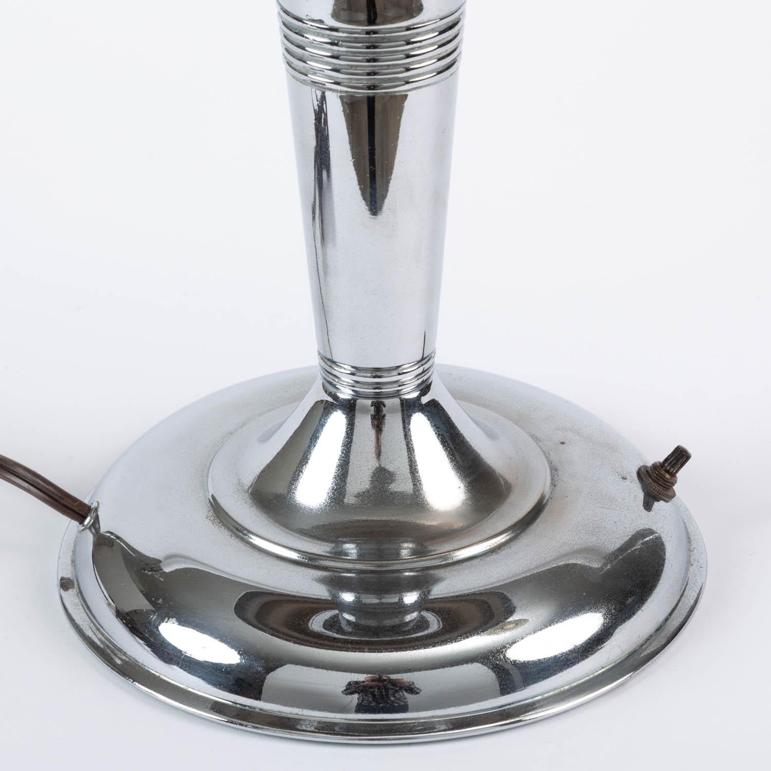 20th Century Chrome Art Deco Table Lamp with Saucer Shade