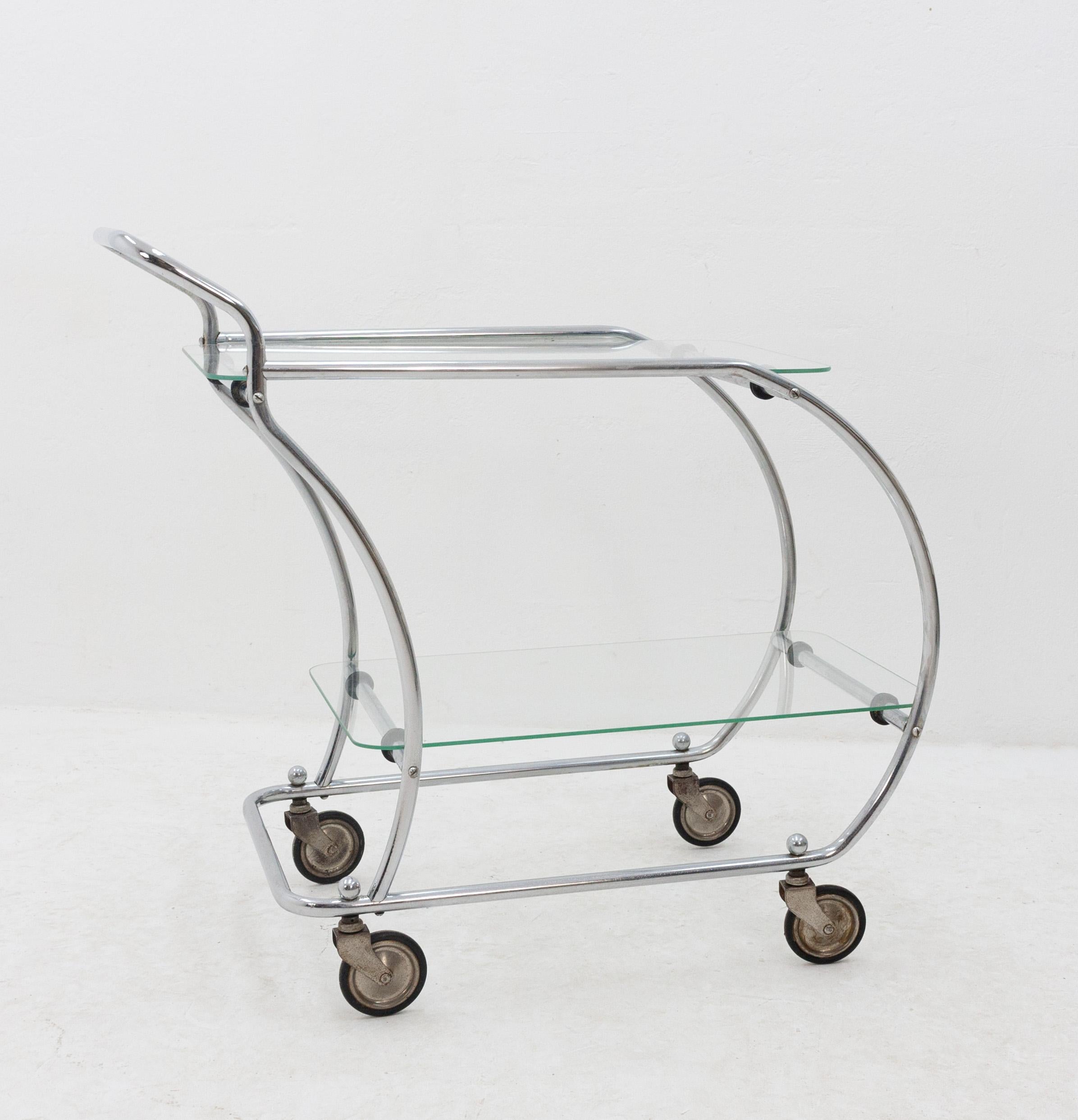 Chrome Art Deco Trolley In Good Condition For Sale In Den Haag, NL