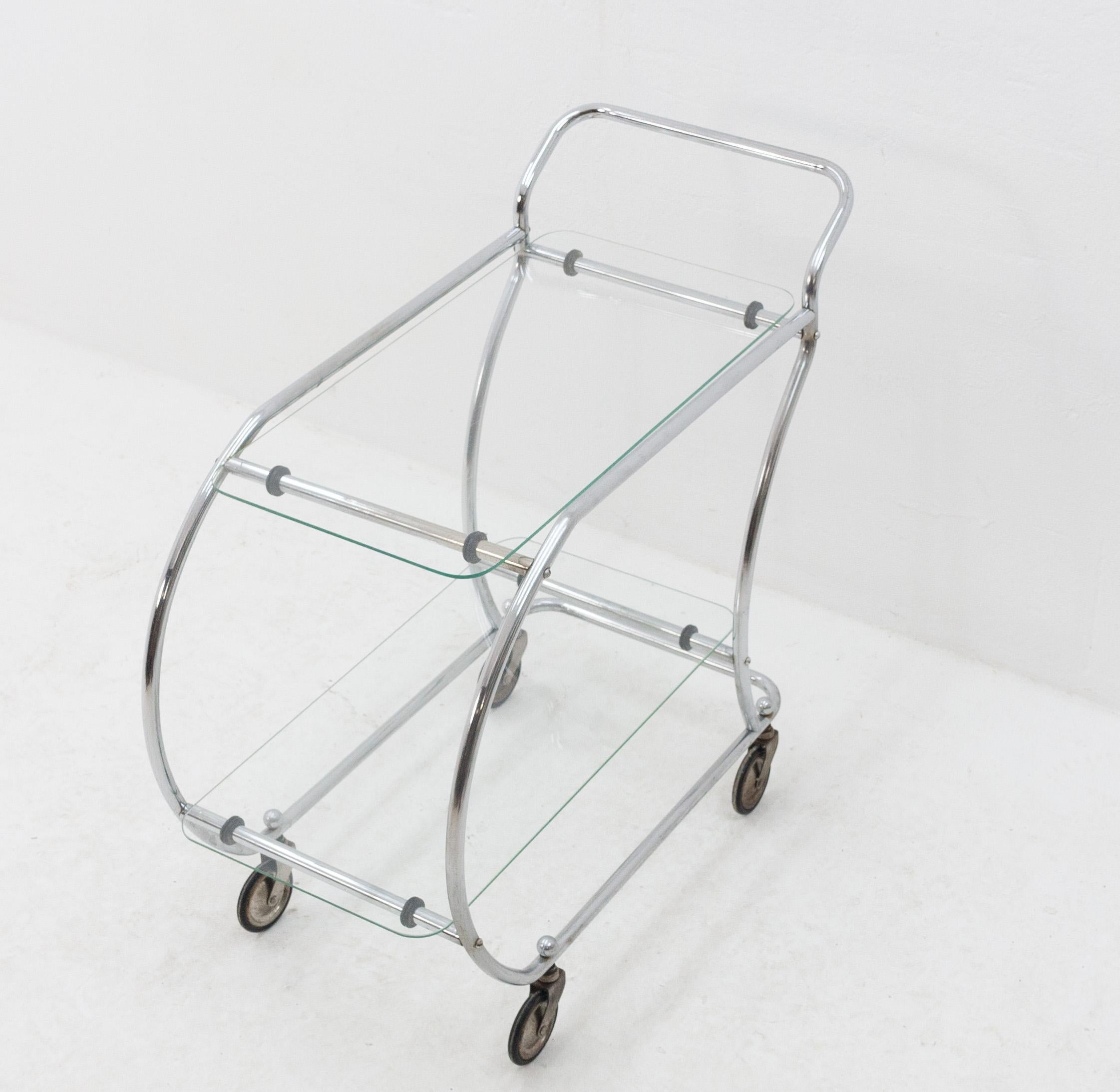 Mid-20th Century Chrome Art Deco Trolley For Sale