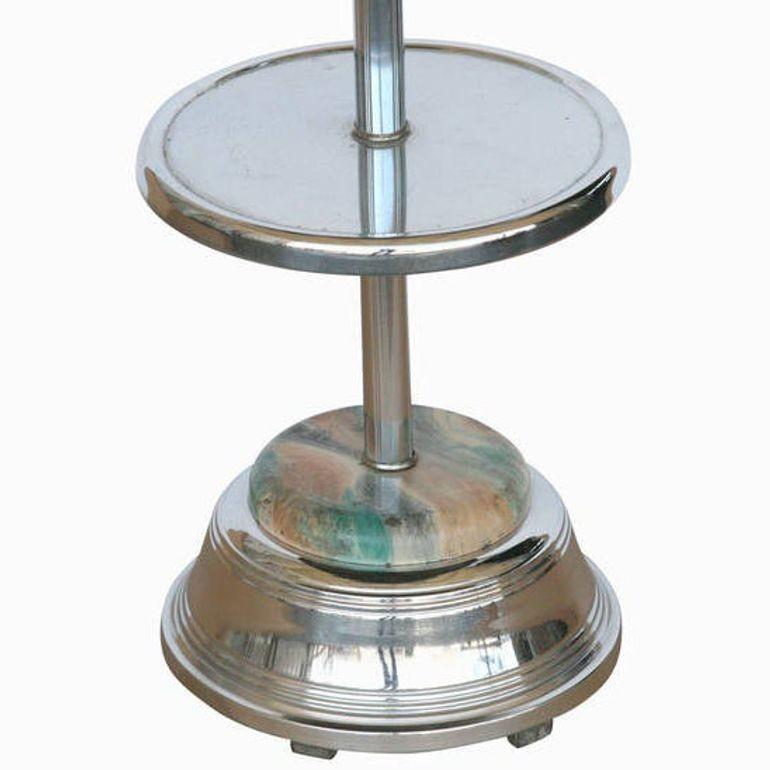 American Chrome Art Deco Two-Tier Ashtray Stand with Electric Lighter For Sale