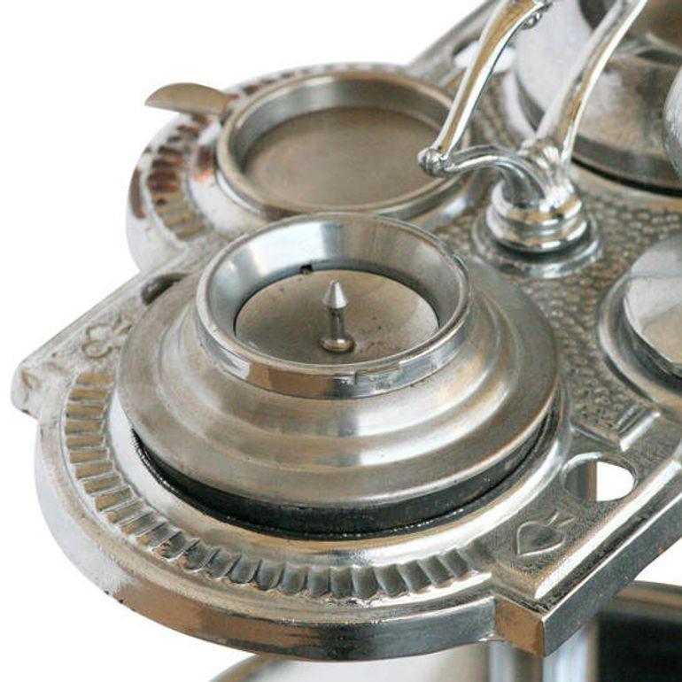 Mid-20th Century Chrome Art Deco Two-Tier Ashtray Stand with Electric Lighter