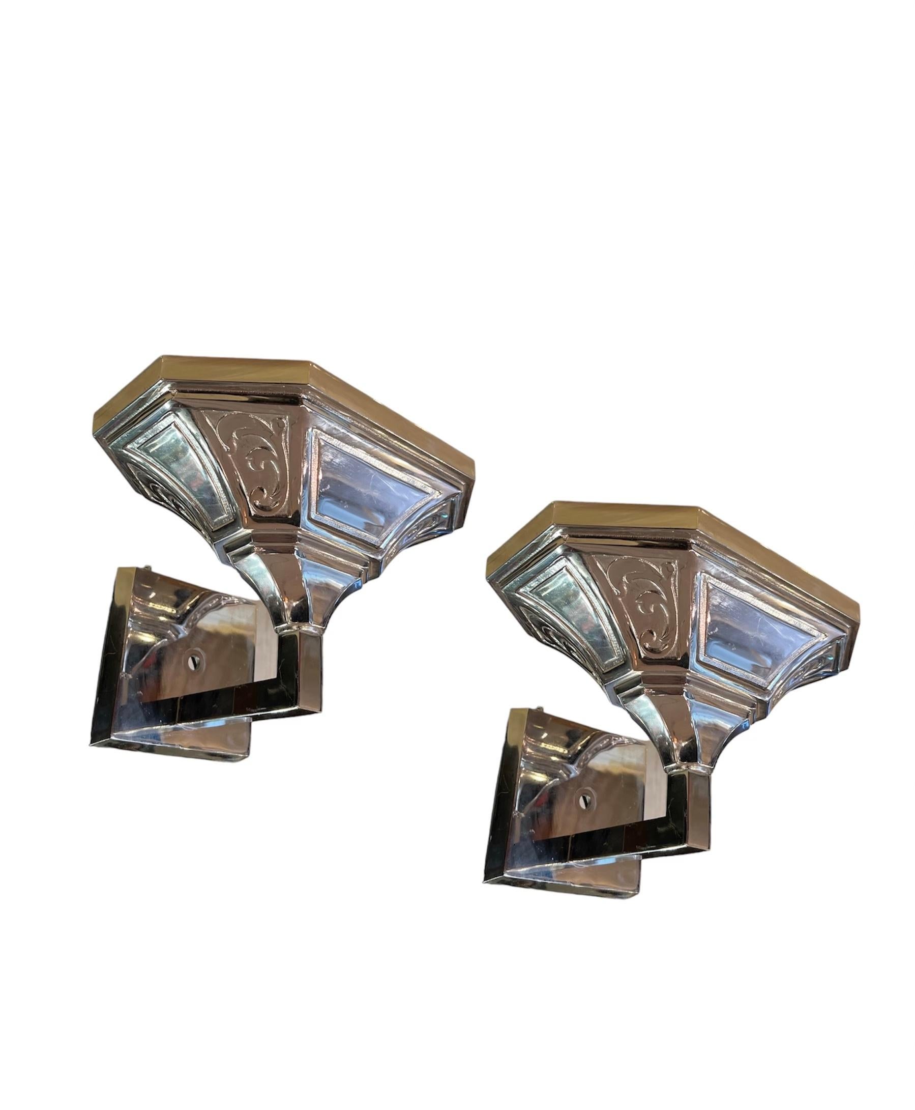 Art Deco Chrome Art Noveul Style Sconces For Sale