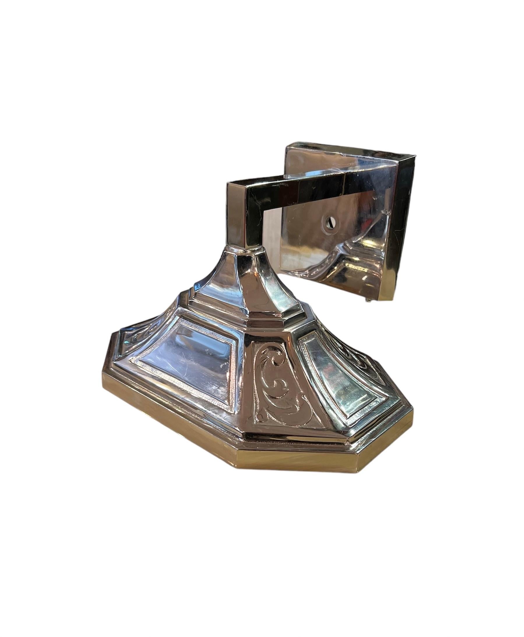 Hand-Crafted Chrome Art Noveul Style Sconces For Sale