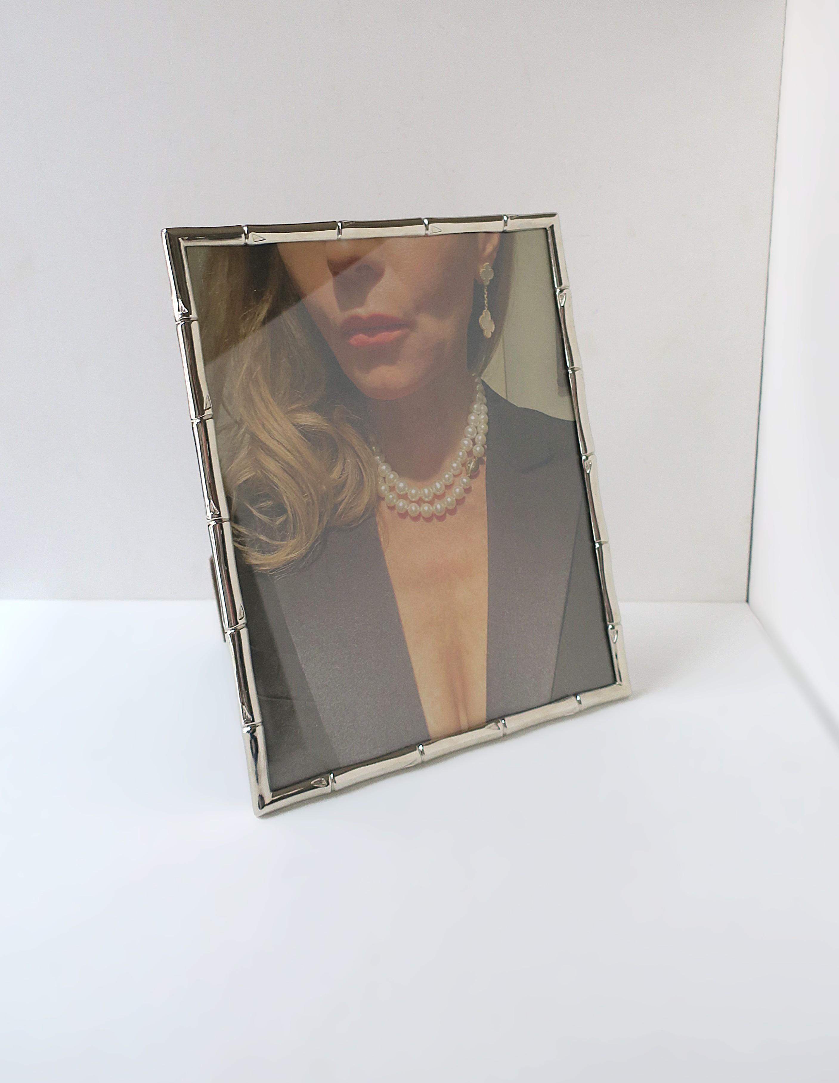 Chrome Bamboo Picture Frame In Good Condition For Sale In New York, NY