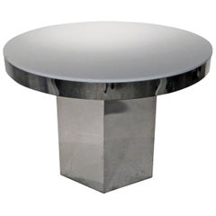 Round Chrome X-Base and Glass Dining Table For Sale at 1stdibs