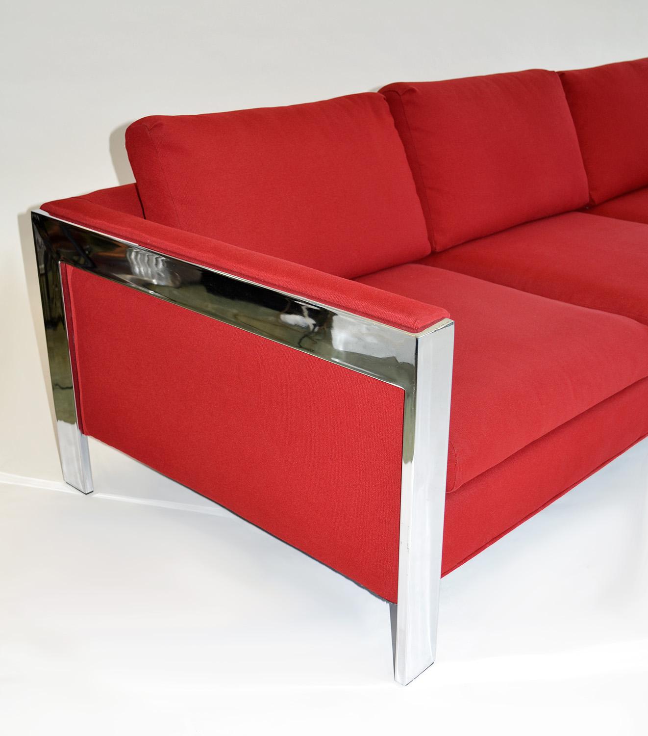 Modern Chrome Bar 3-Seat Sofa by Milo Baughman for Thayer Coggin, USA 1970s For Sale