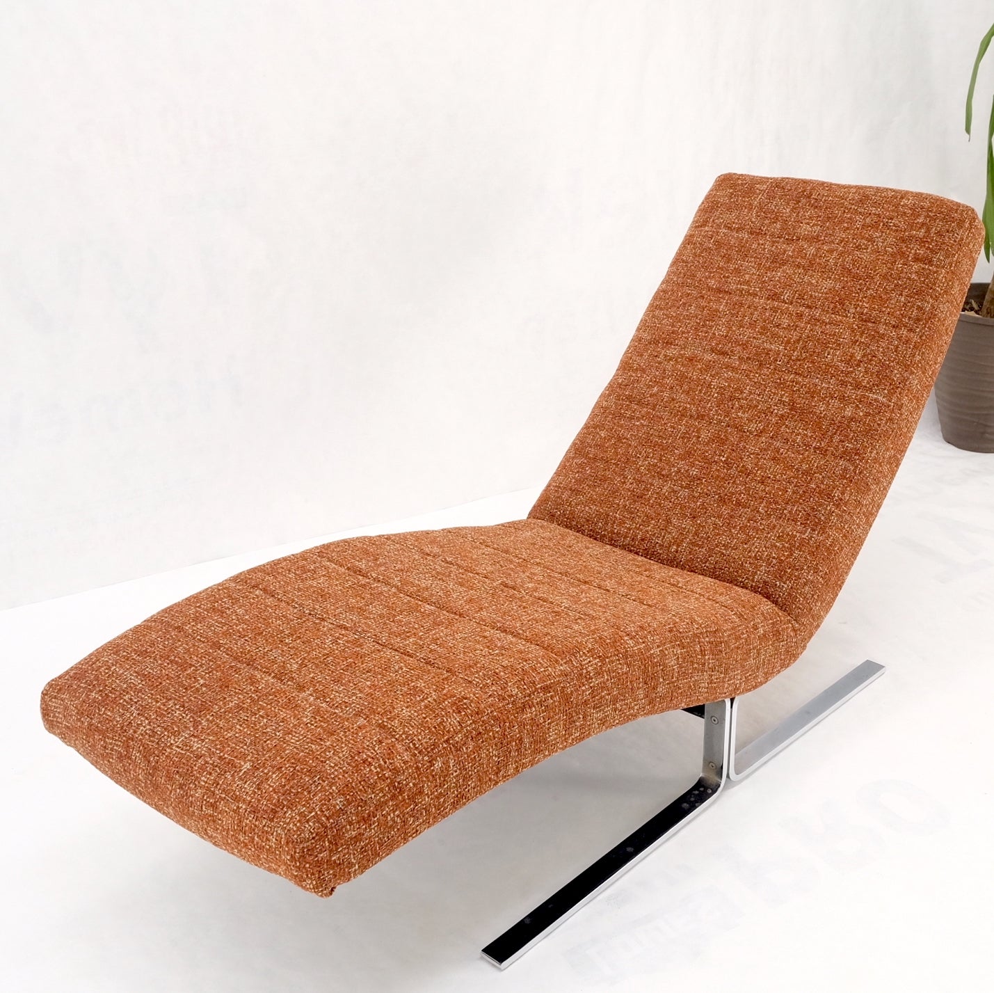 Chrome bar base Mid-Century Modern chaise lounge Milo Baughman Attributed.