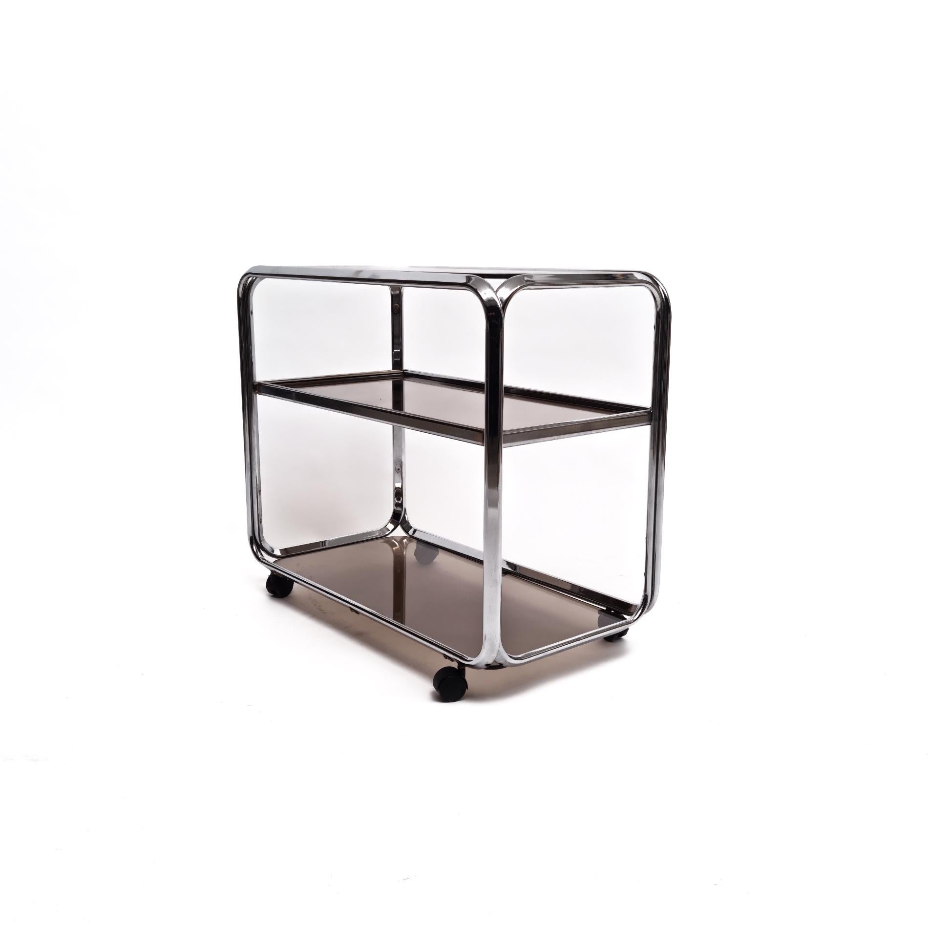 Chrome Bar Cart, 1970s In Good Condition For Sale In Hilversum, NL