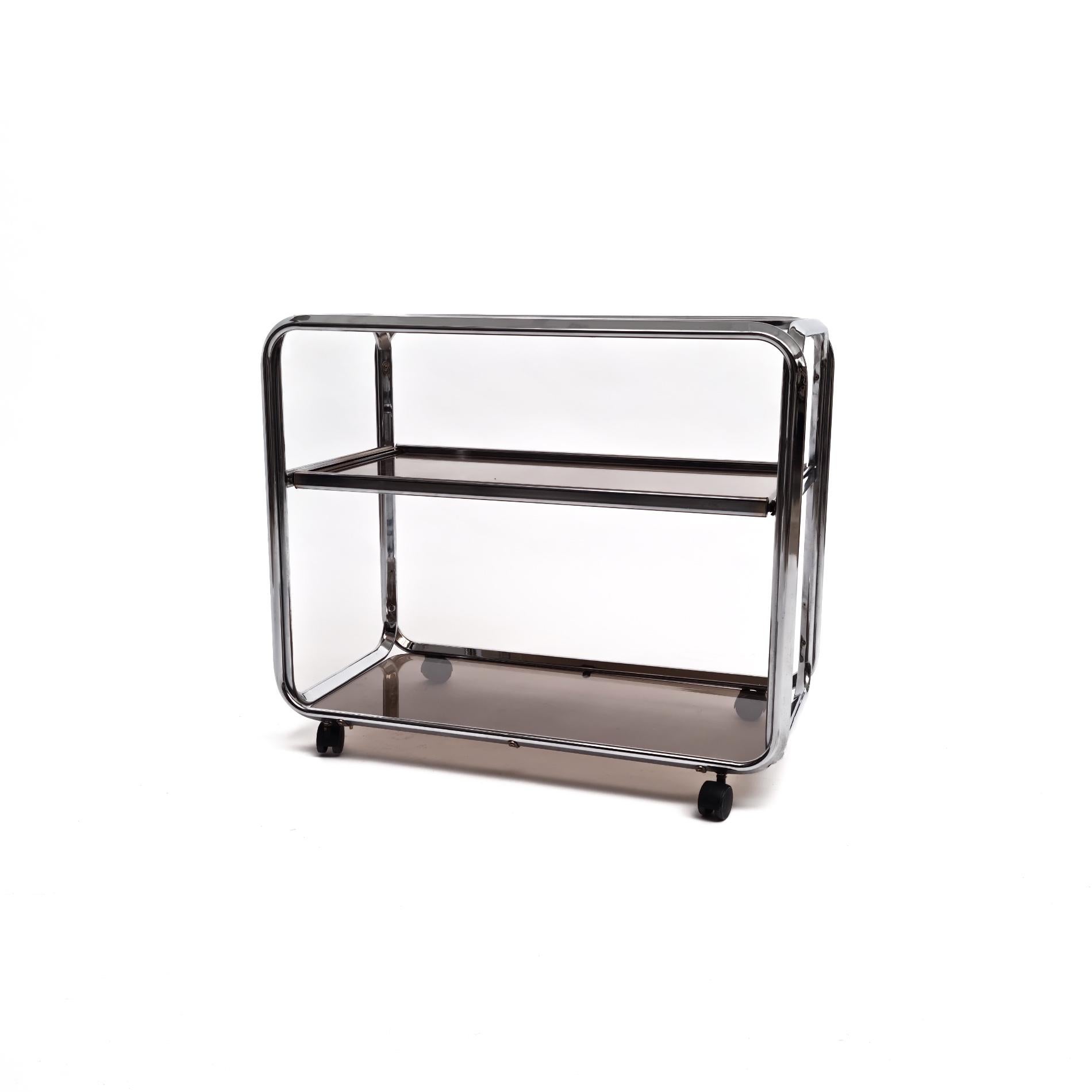 Late 20th Century Chrome Bar Cart, 1970s For Sale