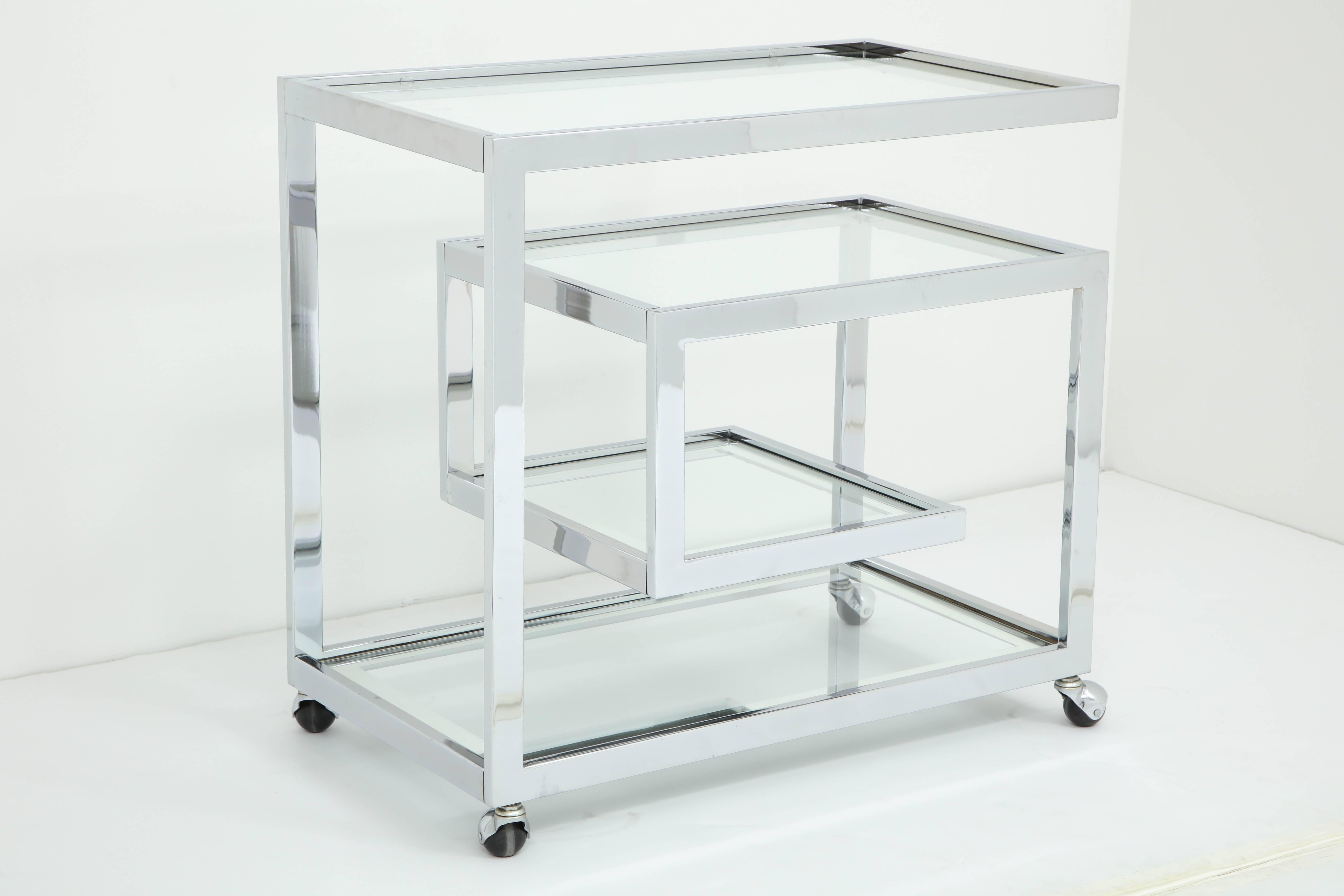 Italian Chrome Bar Cart, circa 1960